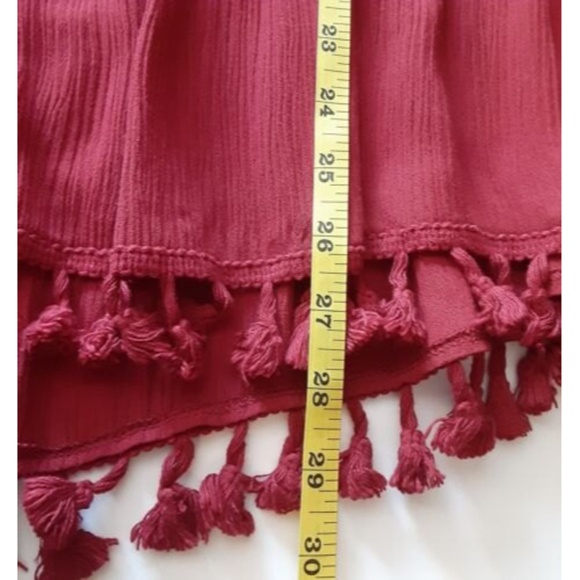 Entro Wine Color Tunic Top with Fringe Hi/Lo Hem Size M - Picture 7 of 9